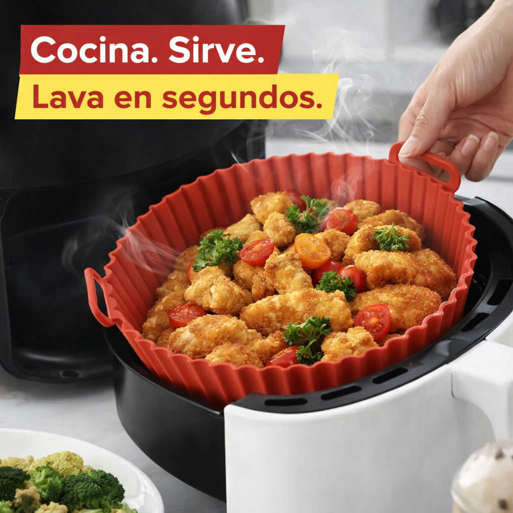 AirClean Pro – Bandejas antiadherentes para freidora (Pack 3) Porque no es una “bandeja de silicona”… es tu arma secreta contra la limpieza eterna